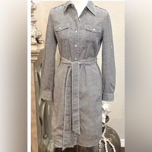 Tory Burch ORIGINAL Women's Black and White Chevron Button-Down Dress Sz 8